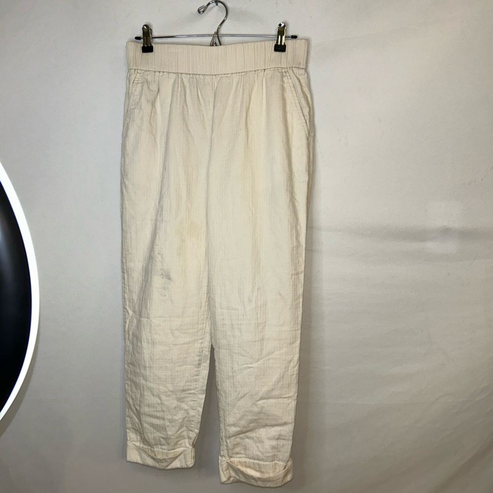 LOFT Cream Ankle-Length Cropped Pants‎ 100% Cotton